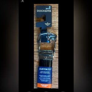 Dockers small new with tags Custom Fit Black Belt with silver tone handle.